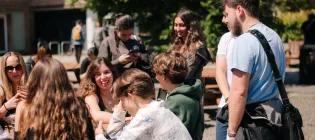 Students in the Quad at our Holyrood Campus