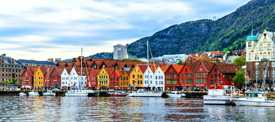 Norwegian houses on lake