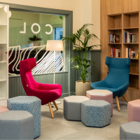 Resource Centre view of chairs and bookcase