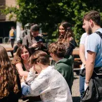 Students in the Quad at our Holyrood Campus