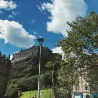 View of Edinburgh Castle from the Grassmarket area of town