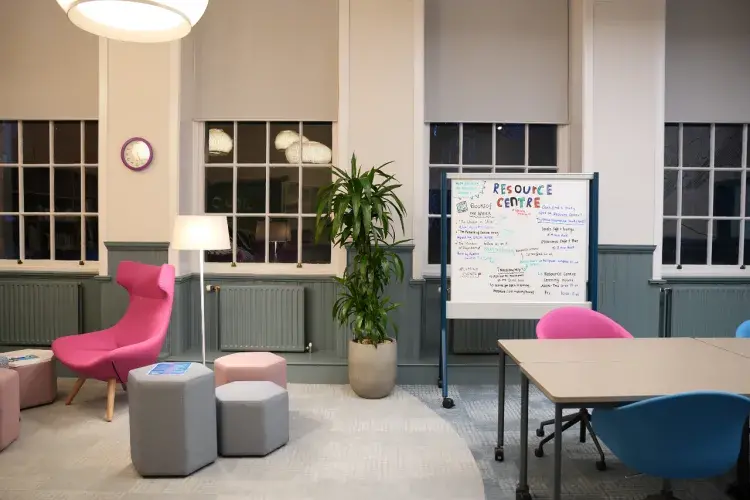 Resource Centre showing chairs and whiteboard