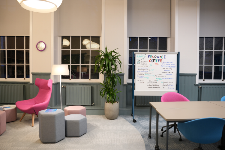 Resource Centre showing chairs and whiteboard