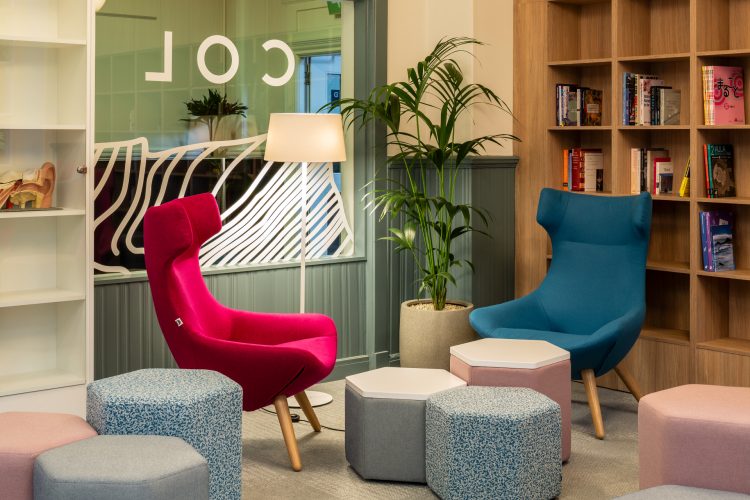 Resource Centre view of chairs and bookcase