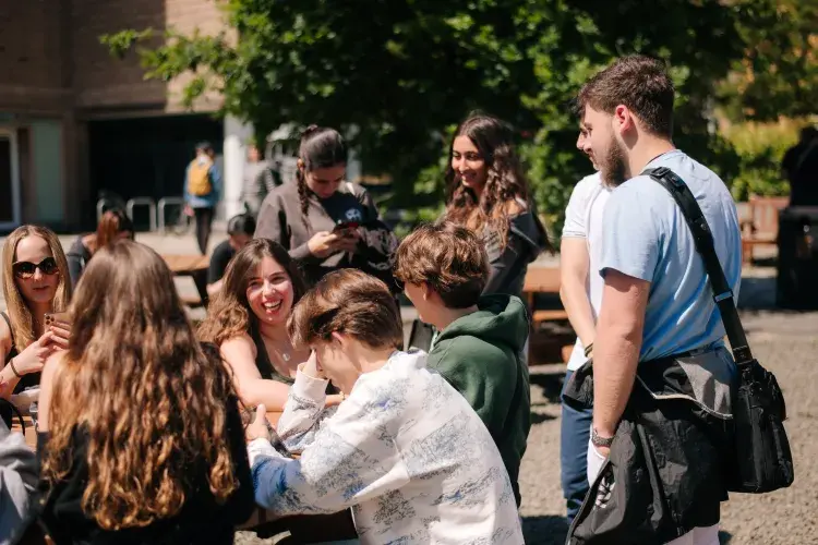 Students in the Quad at our Holyrood Campus