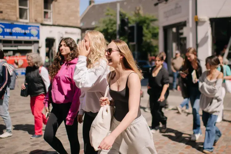 Students walking up the Royal Mile