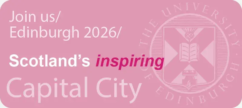 Graphic that says Join us in Edinburgh 2026, Scotland's Inspiring capital city