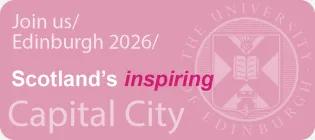 Graphic that says Join us in Edinburgh 2026, Scotland's Inspiring capital city