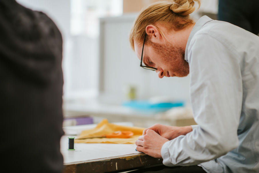 Student working at Art & Design table